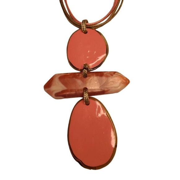 Fashion Jewelry Womens Pink Tan Nylon 18 Inch Pendant Necklace - Picture 6 of 9